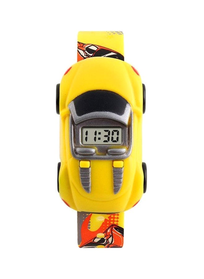 Boys' Car Shape Digital Watch 1241 - 28 mm - Yellow - Image 1
